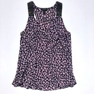 AQUA Printed Chiffon Tank, Sz XS